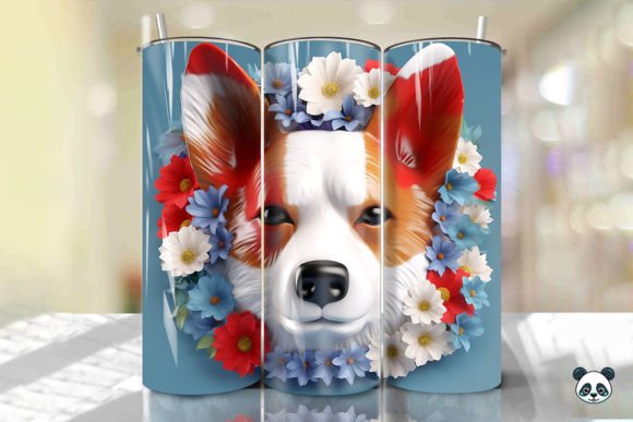 4th of July Corgi 3D Tumbler Wrap Design