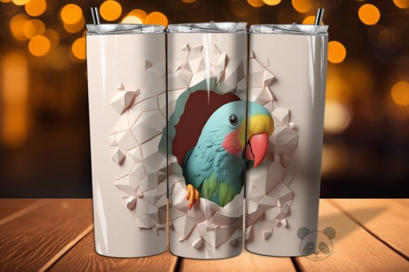 Bringing Nature to Life: The Lovebird 3D Cracked Hole Tumbler Wrap 1