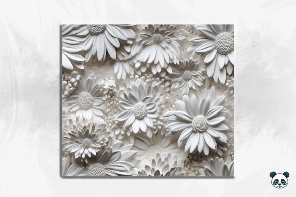 Elevating Sublimation Projects with White Daisy Flower 3D Seamless Pattern 3