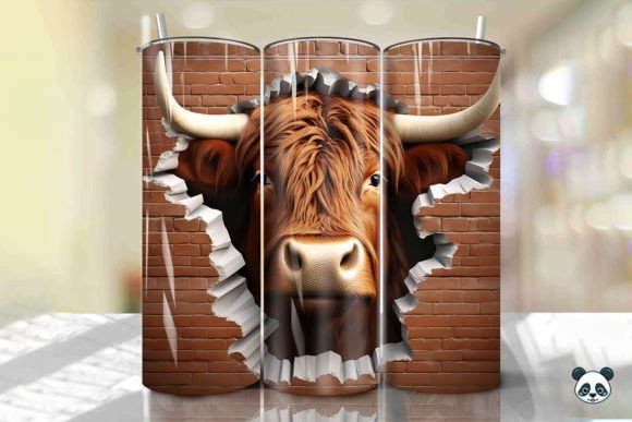 Evaluating the Colorful Highland Cow 3D Cracked Hole 3 Design for Sublimation Projects