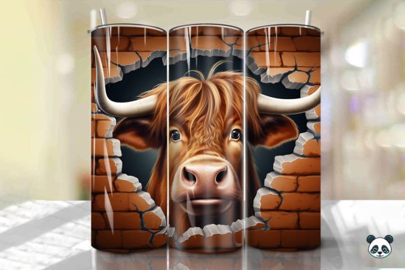 Mastering the Colorful Highland Cow 3D Cracked Hole 4 Design for Flawless Sublimation