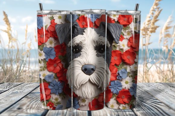 Patriotic Miniature Schnauzer 3D Tumbler Design