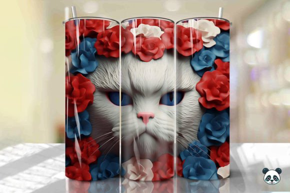 Patriotic Scottish Fold 3D Tumbler Wrap Design