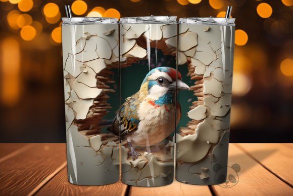 Sparrow 3D Cracked Hole Tumbler Wrap Design