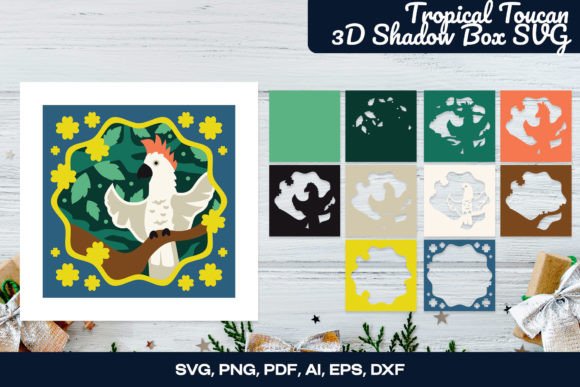 Summer Cockatoos 3D Shadow Box SVG Guide