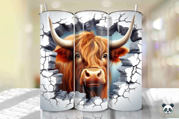 Transforming Tumblers with the Colorful Highland Cow 3D Cracked Hole 2 Design